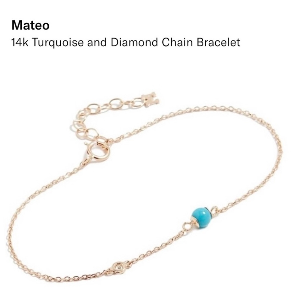 Mateo 14k  Turquoise & Diamond Bracelet. Made in the USA 🇺🇸